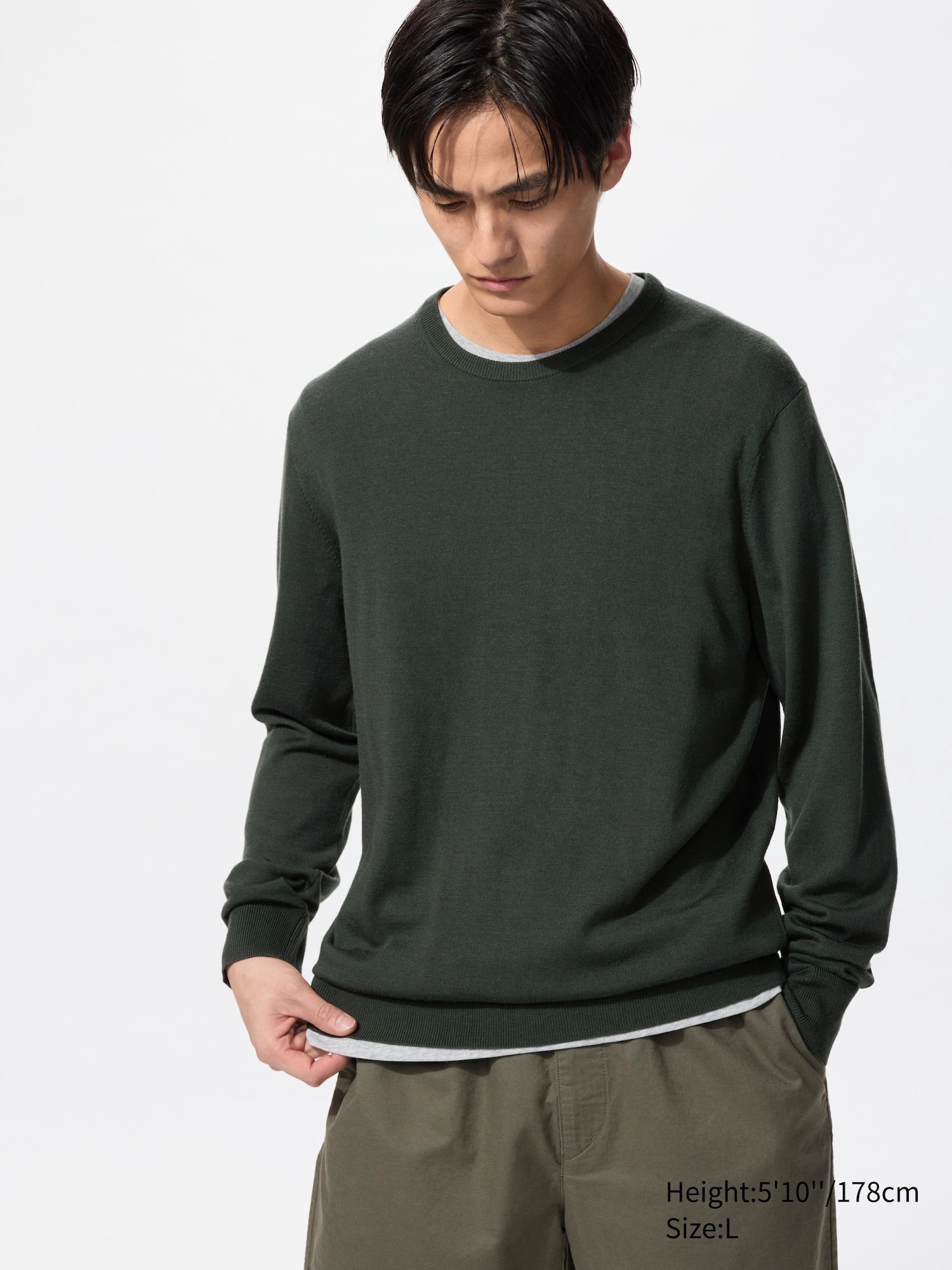 Men's top Crew-neck 100%Extrafine Merino sweater