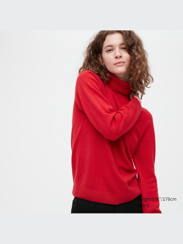 3D Knit Cashmere Turtleneck Long-Sleeve Sweater
