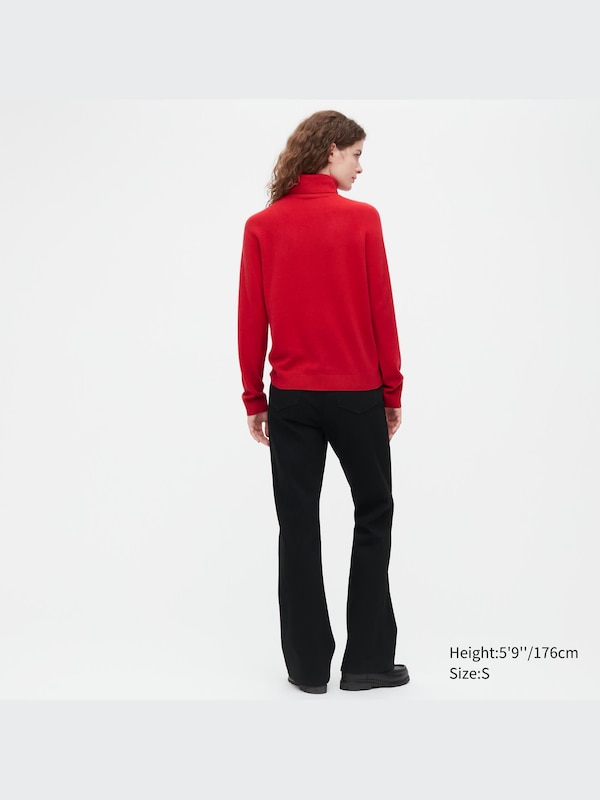 3D Knit Cashmere Turtleneck Long-Sleeve Sweater