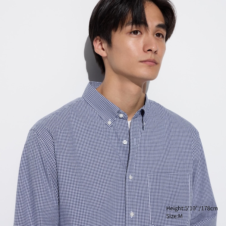 Extra Fine Cotton Broadcloth Checked Long-Sleeve Shirt UNIQLO US