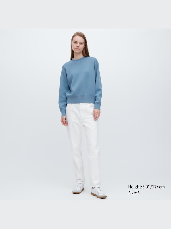 Smooth Cotton Long-Sleeve Crew Neck Sweater
