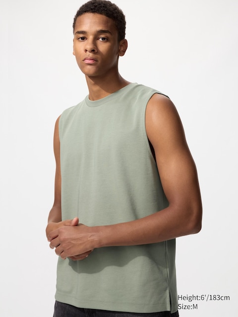 Хлопковая футболка Uniqlo AIRism | без рукавов green