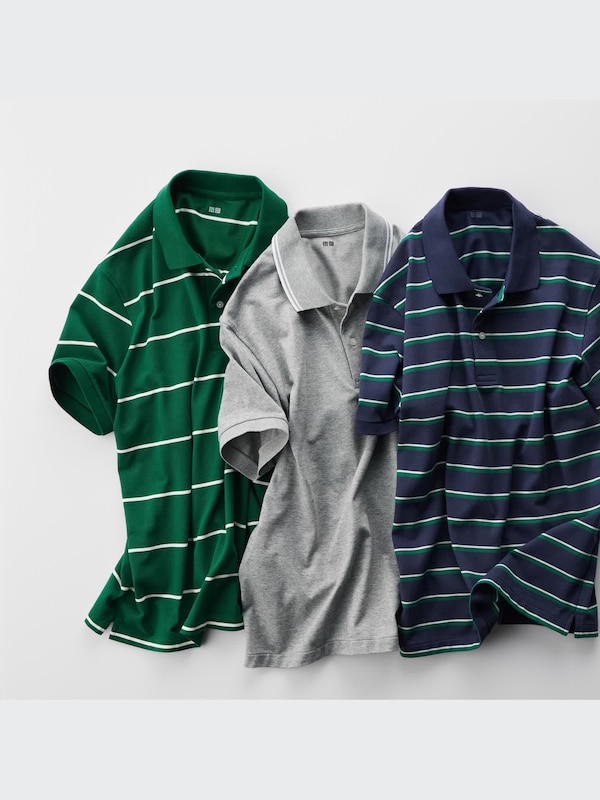 Dry Pique Striped Short-Sleeve Polo Shirt