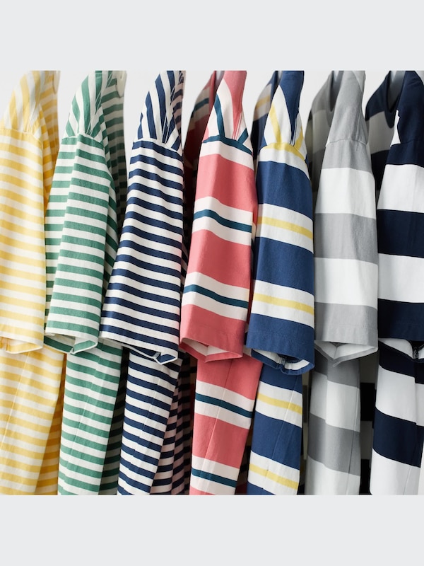 Oversized Striped Half-Sleeve T-Shirt