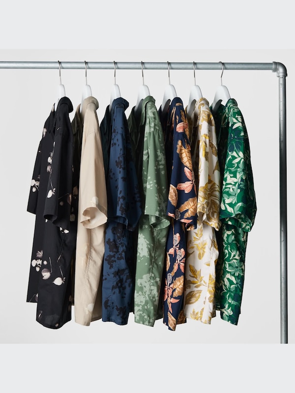 Open Collar Short-Sleeve Shirt