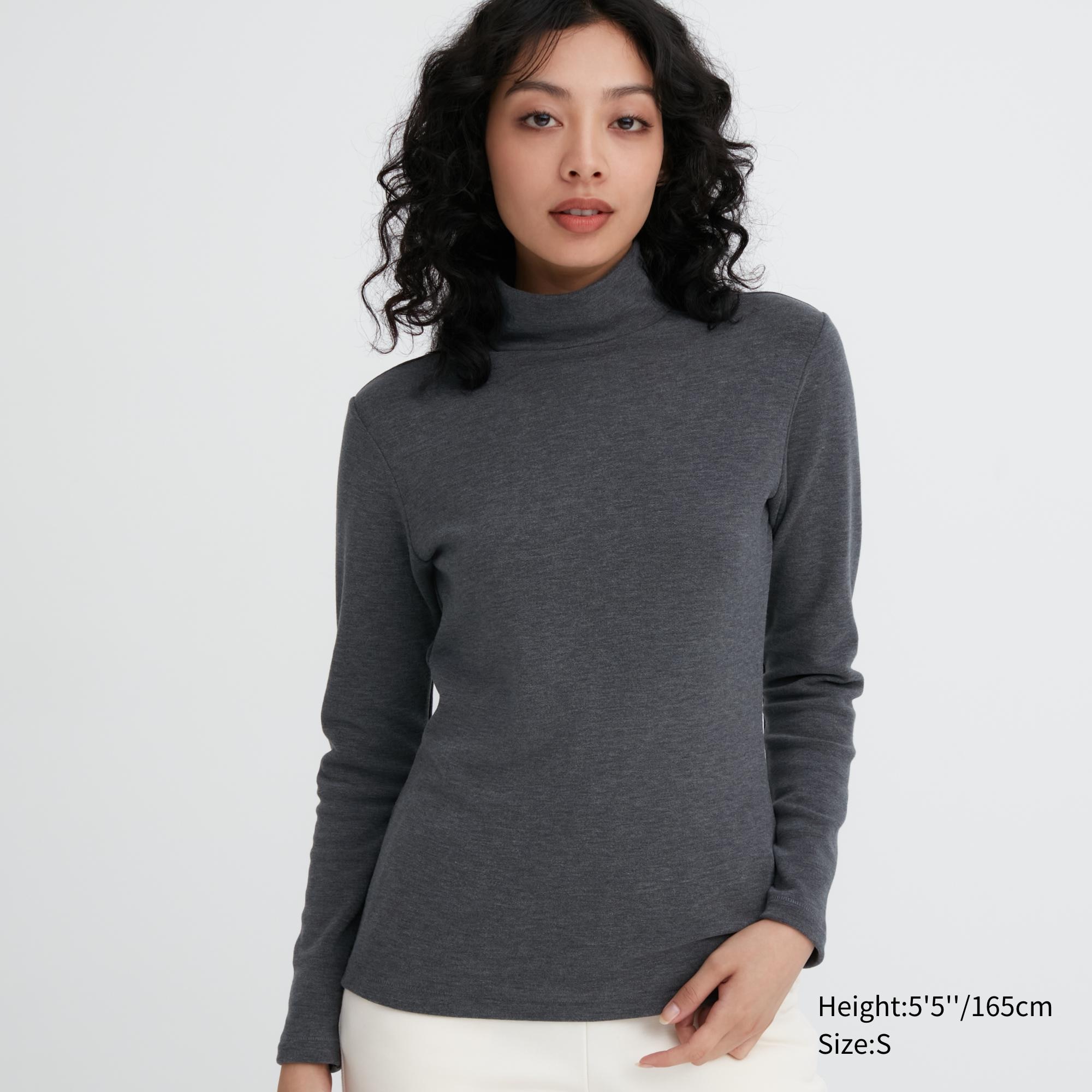 Women's Heattech Extra Warm Seamless Ribbed Turtleneck Long-Sleeve T-Shirt with Moisture-Wicking | Blue | Large | Uniqlo US