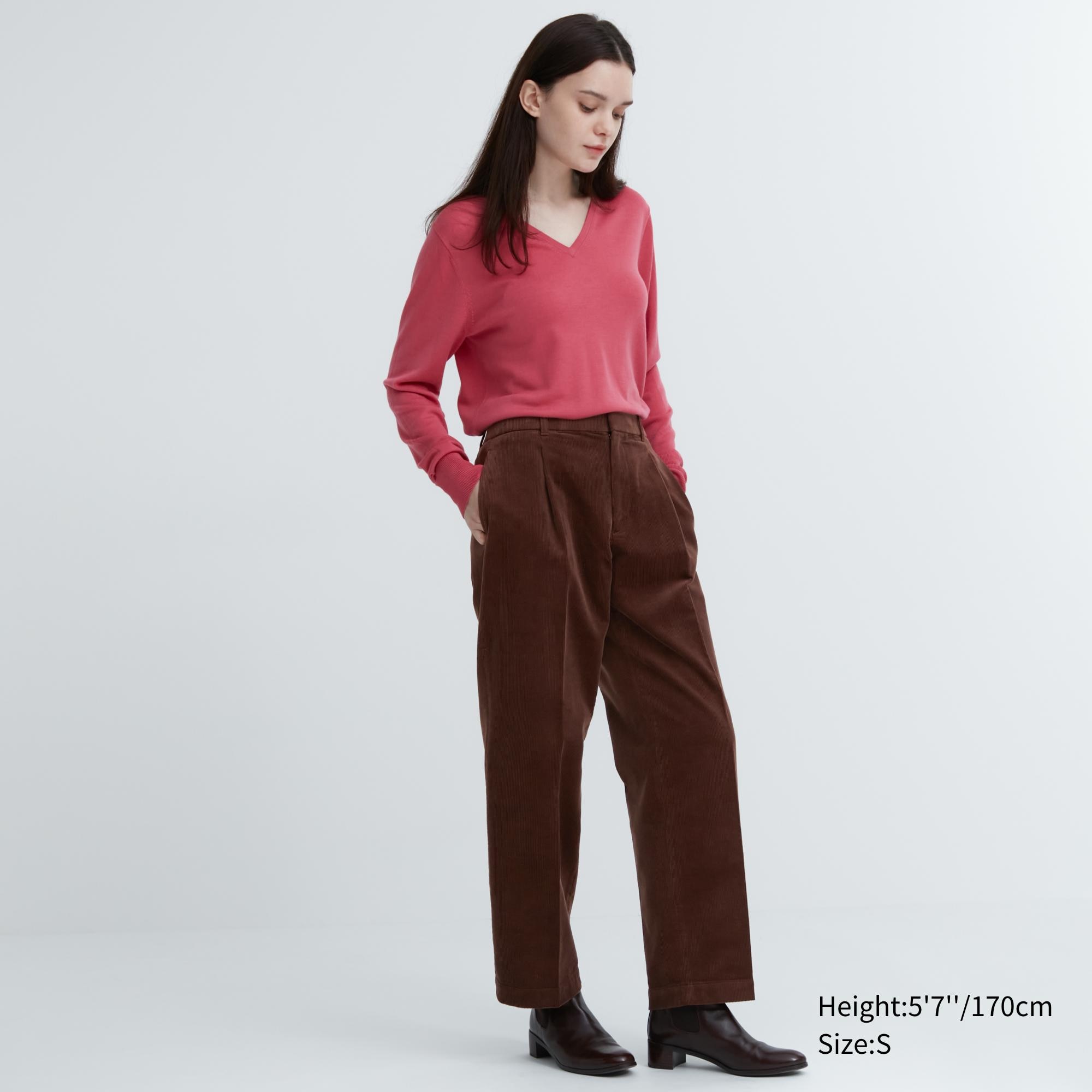 UNIQLO Corduroy Wide-Fit Pleated Pants