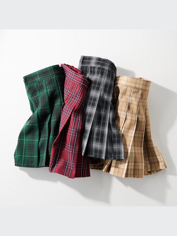 Checked Pleated Mini Skort
