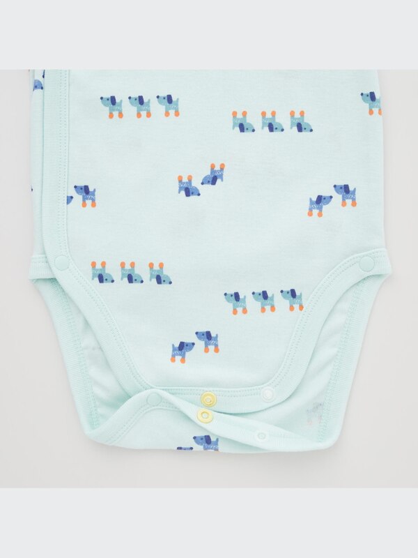 Joy of Print Short-Sleeve Bodysuit (Dogs) (Open Front)