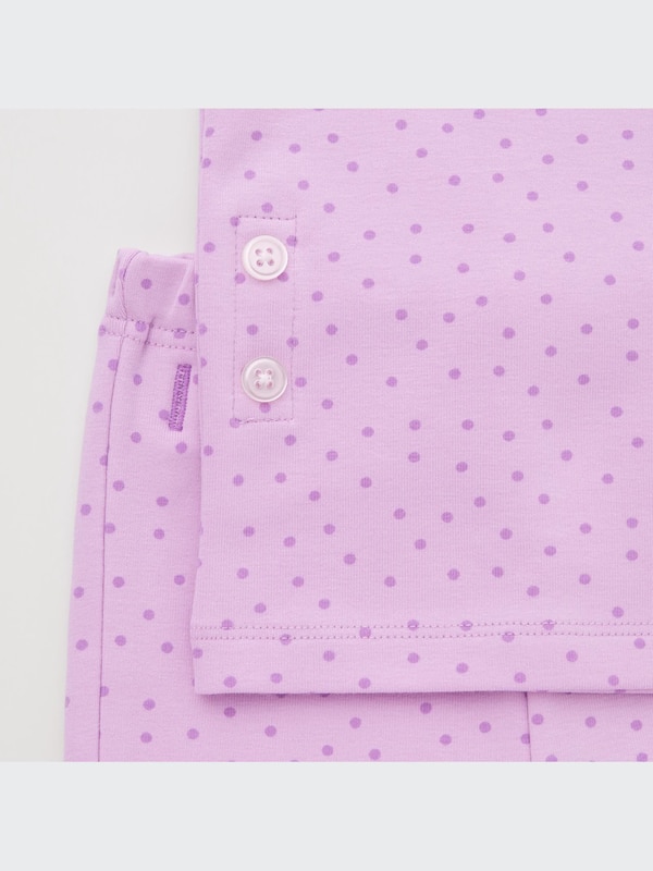 Soft Stretch Cotton Long-Sleeve Pajamas (Dot)