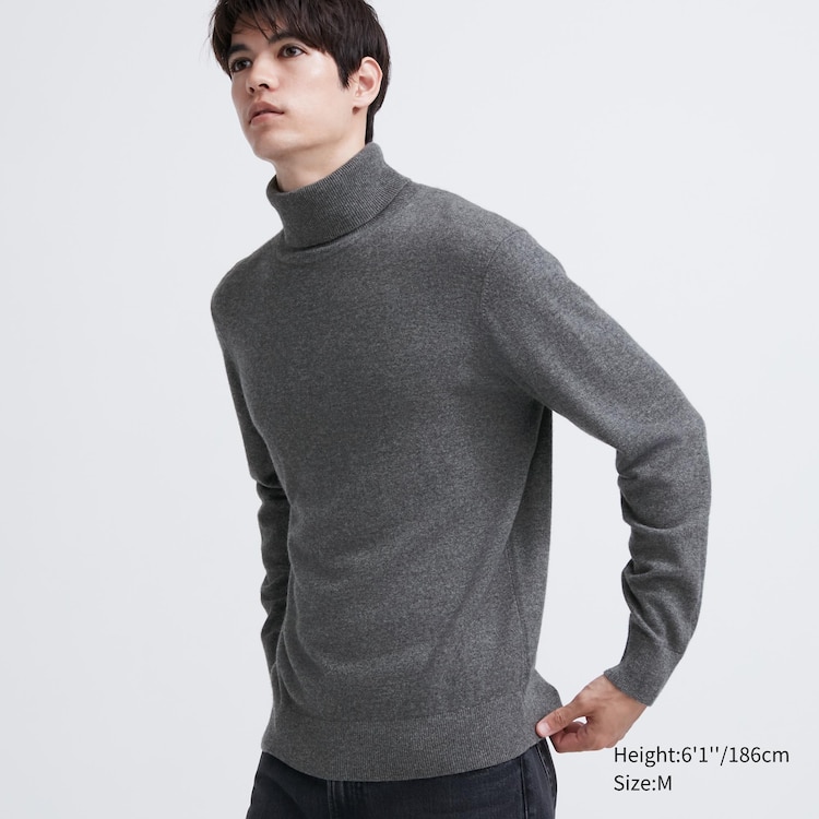 Men's Cashmere Turtleneck Long-Sleeve Sweater | Gray | 2XL | Uniqlo US