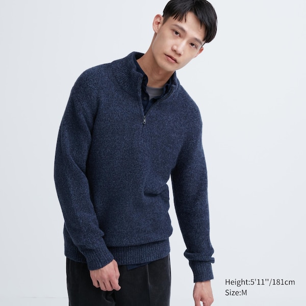 Souffle Yarn Half-Zip Long-Sleeve Sweater | UNIQLO US