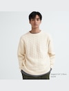 Souffle Yarn Cable Crew Neck Long-Sleeve Sweater