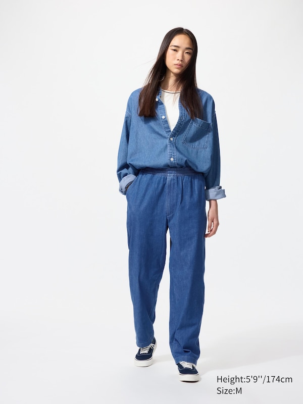 Cotton Relaxed Ankle Pants | Denim