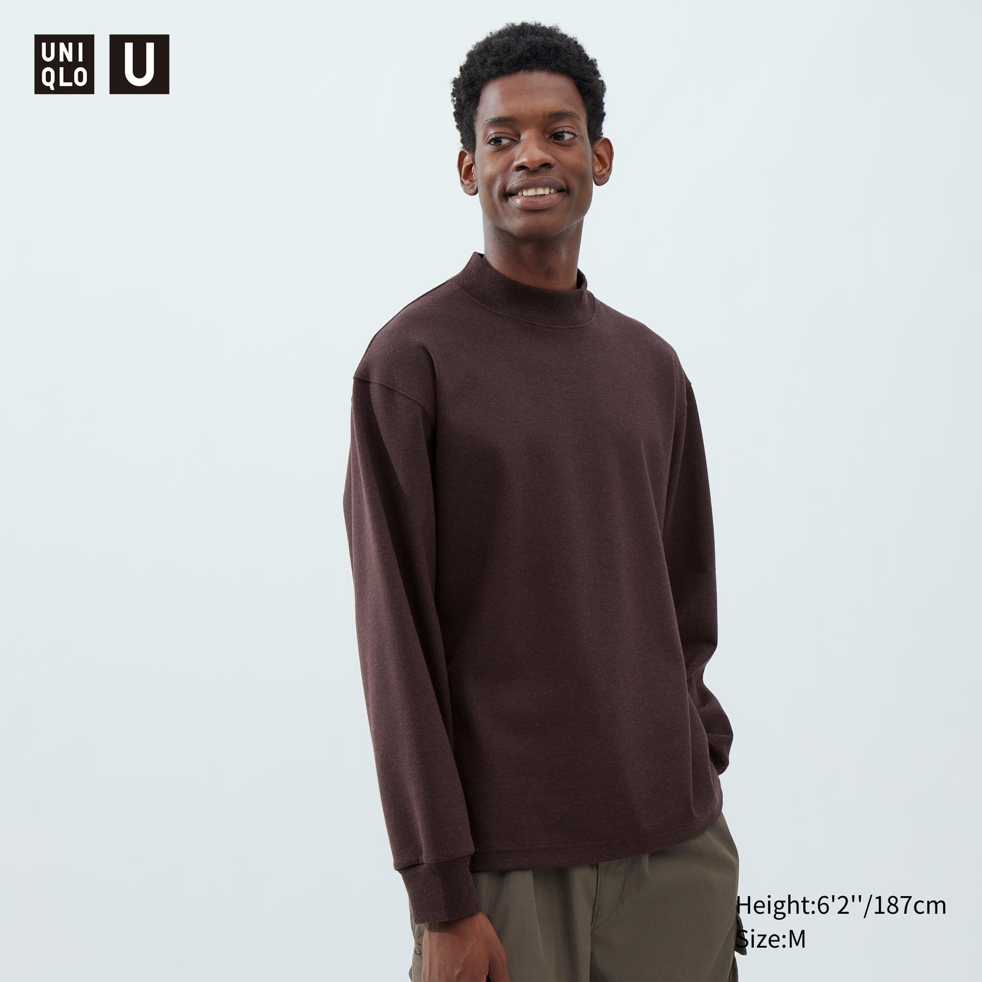 Brushed Jersey Mock Neck Long-Sleeve T-Shirt | UNIQLO US
