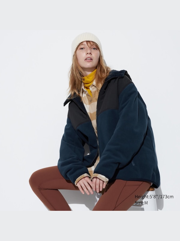 Windproof Outer Fleece Full-Zip Hoodie (Color Block)