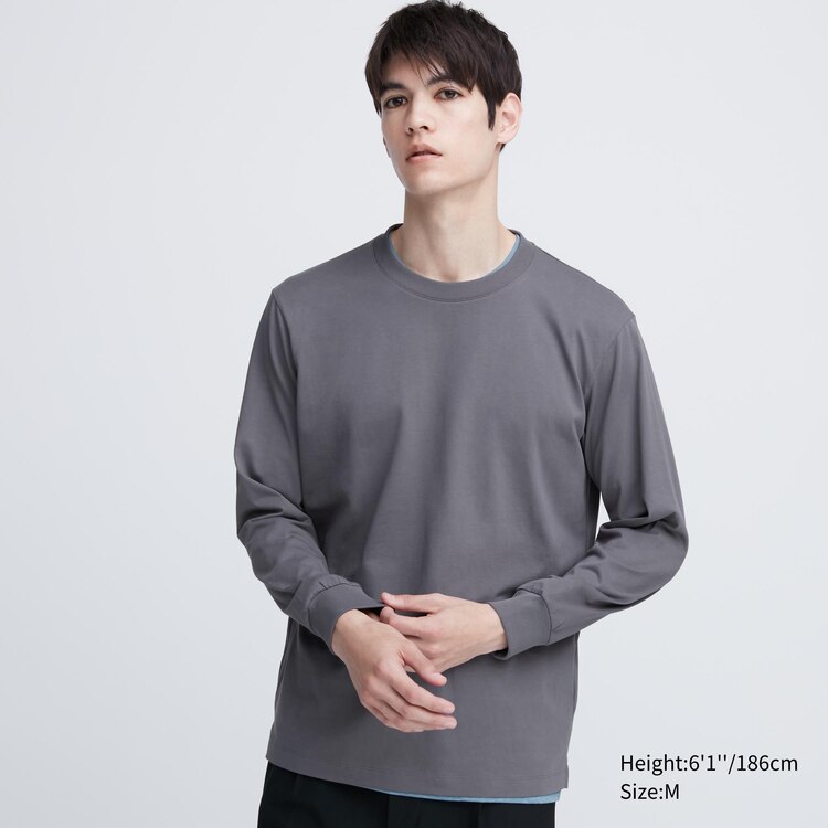 Stretch Jersey Knit Crew Neck Long Top