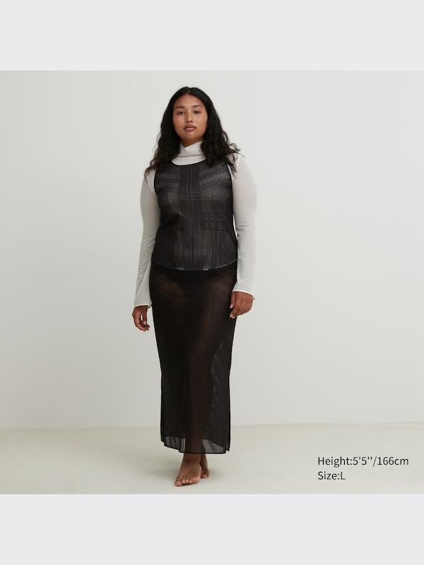 Mesh High Neck Long Sleeve T-Shirt