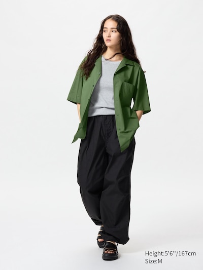Open Collar Short-Sleeve Shirt