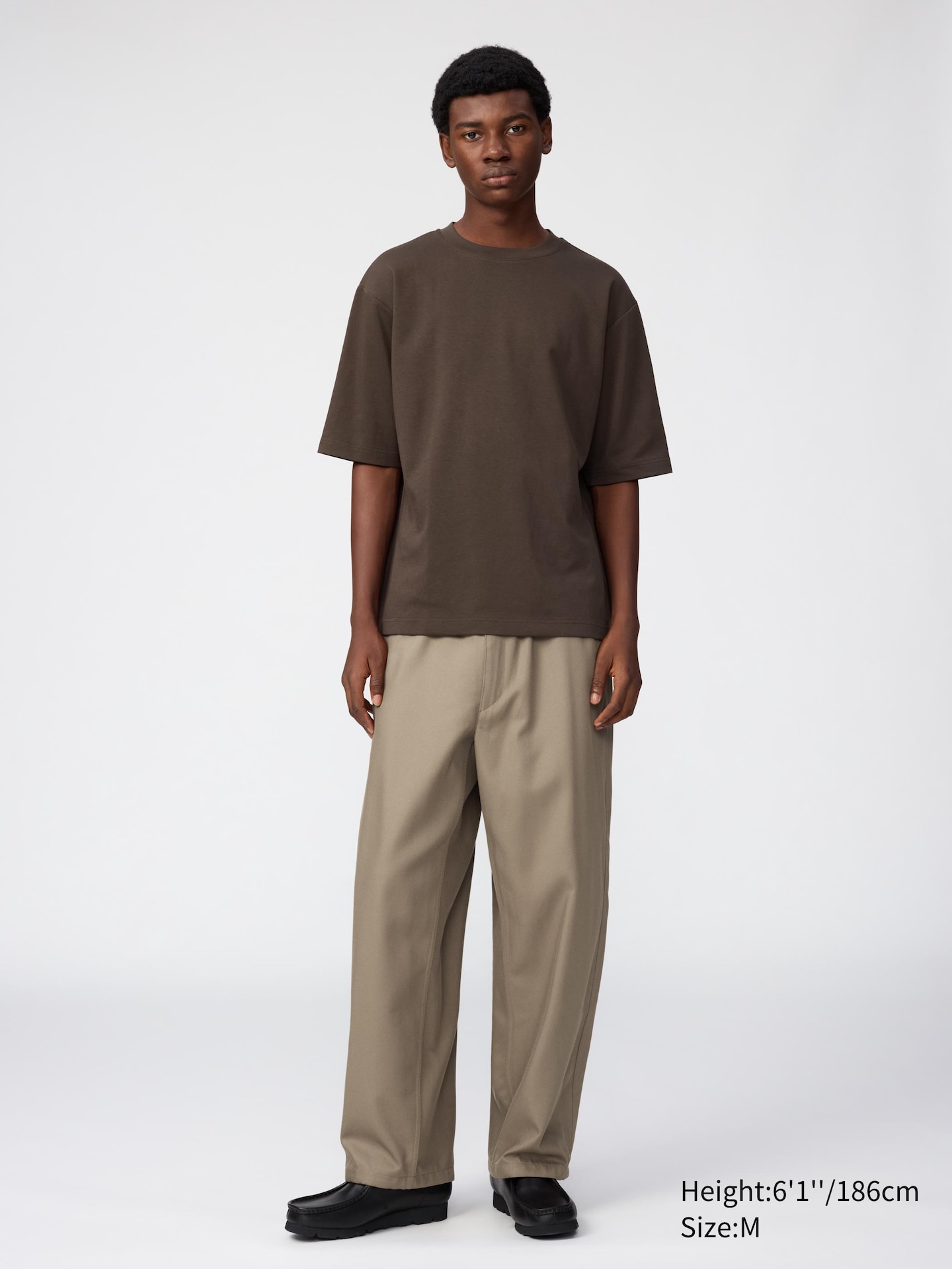 Футболка оверсайз Uniqlo AIRism Cotton с рукавом до локтя, цвет: Чёрный — фото 2