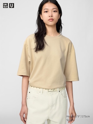 AIRism Cotton Oversized T-Shirt | Half-Sleeve