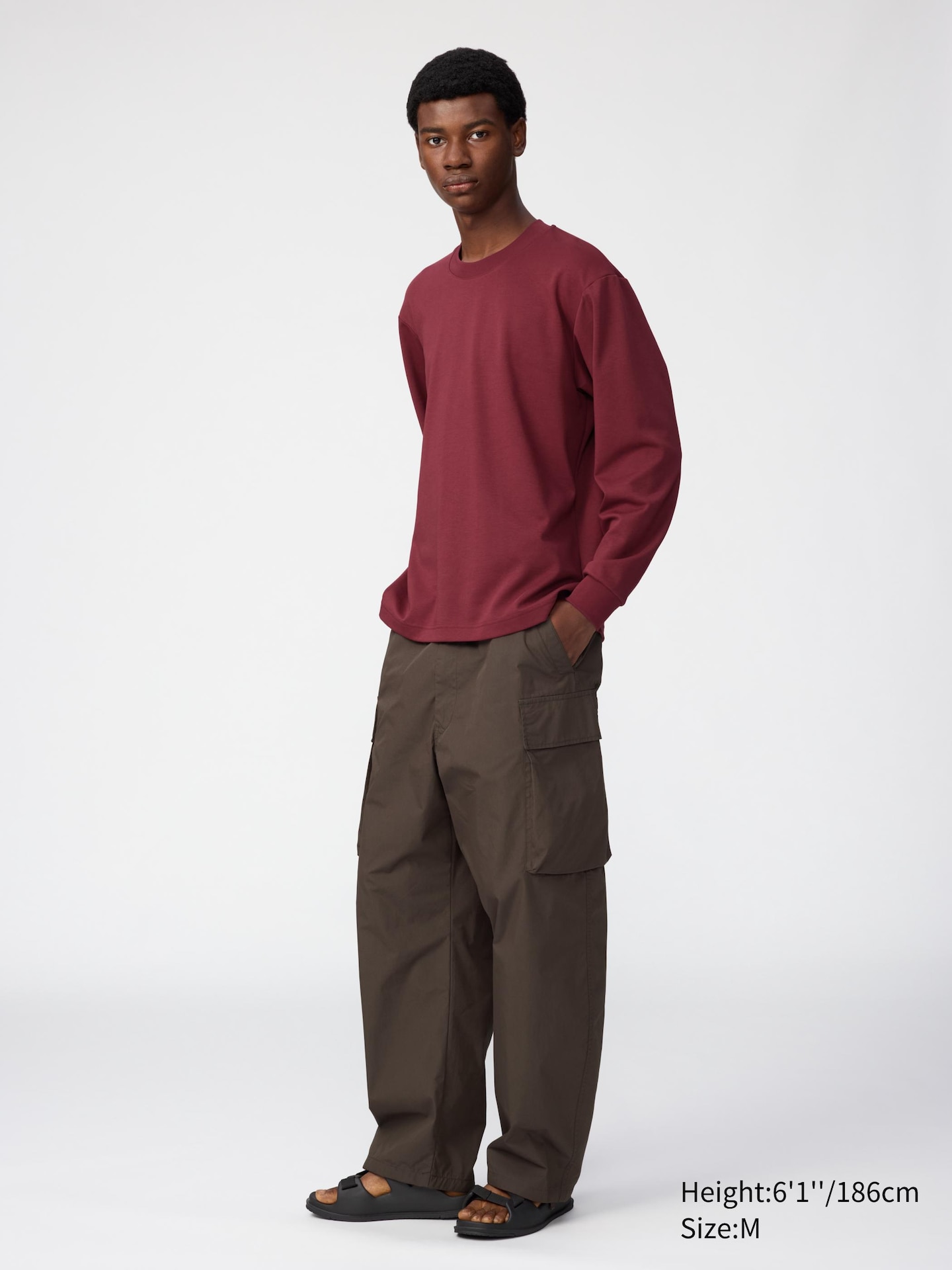Футболка Uniqlo AIRism Cotton с длинным рукавом, цвет: Чёрный — фото 3