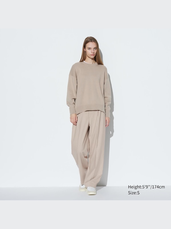 Smooth Cotton Relaxed Crew Neck Sweater