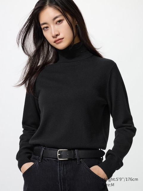 Кашемировая водолазка Uniqlo black