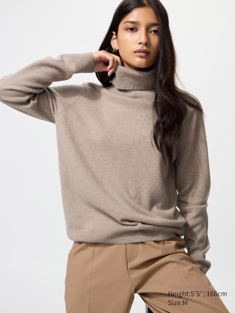 Кашемировая водолазка Uniqlo beige