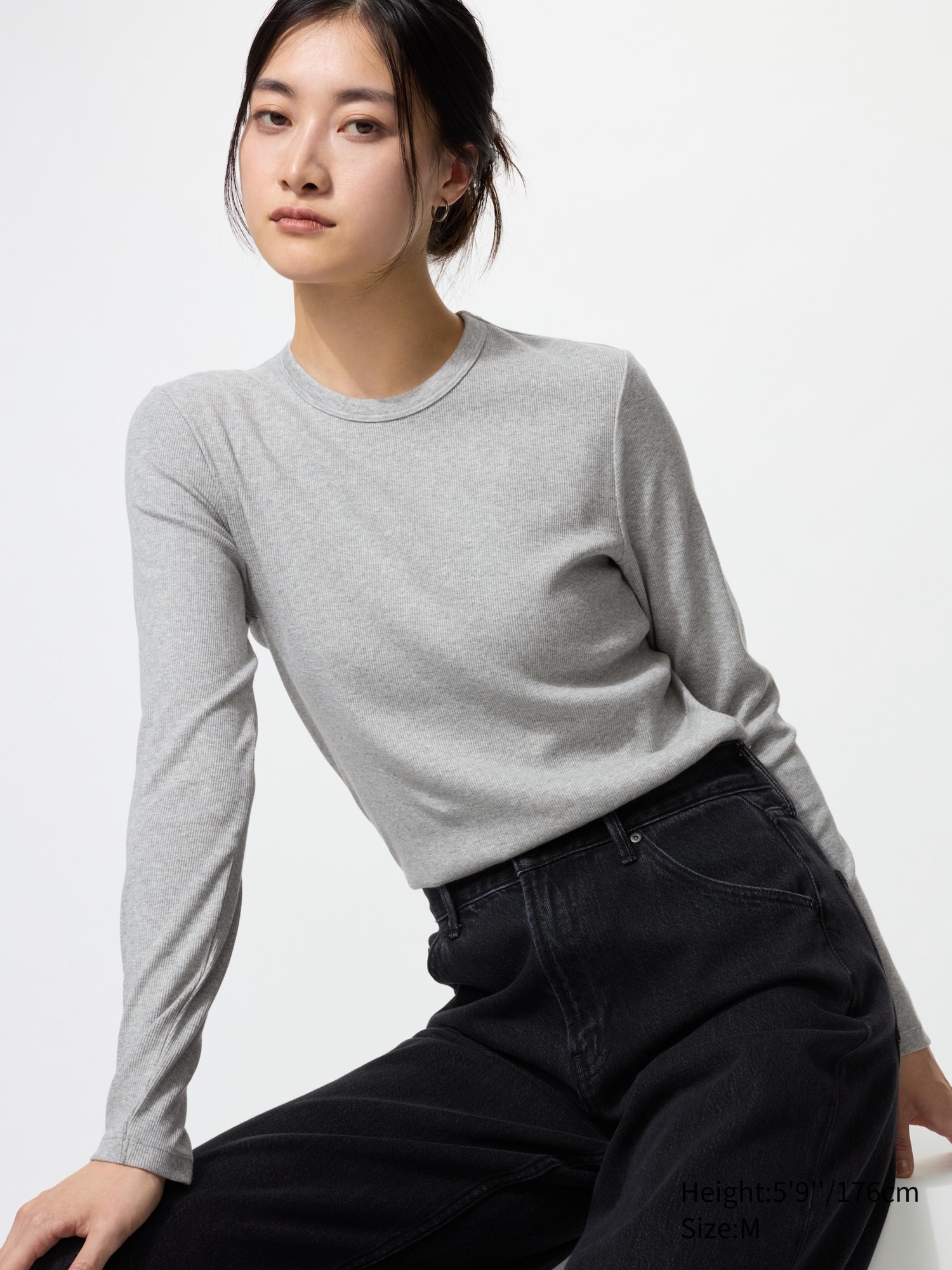 AMI｜LONG-SLEEVED ROUND NECK T-SHIRTS (UTS216 JE0051 468 Gray Cotton Ami de Coeur Long Sleeves T-shirt by AMI Paris