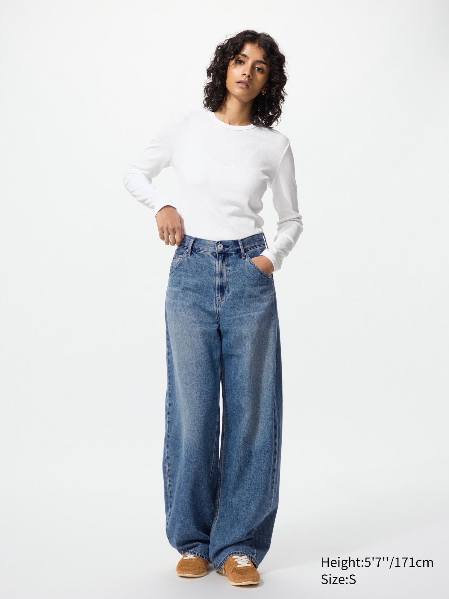21SS STONE  リブ クルーネック 7415552D8 Women's Soft Ribbed T-Shirt | Long Sleeve | UNIQLO US