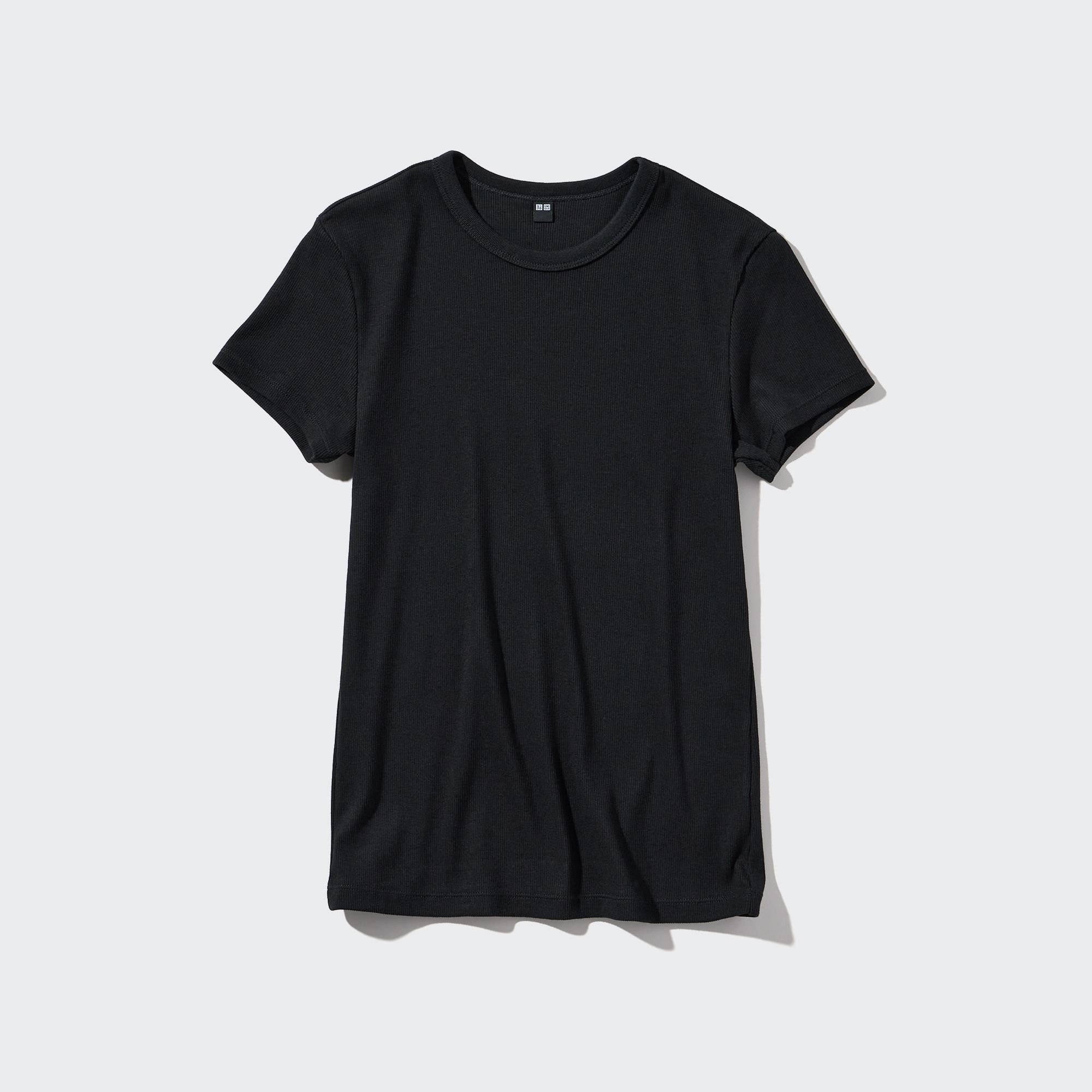 Soft Ribbed Crew Neck Short-Sleeve T-Shirt