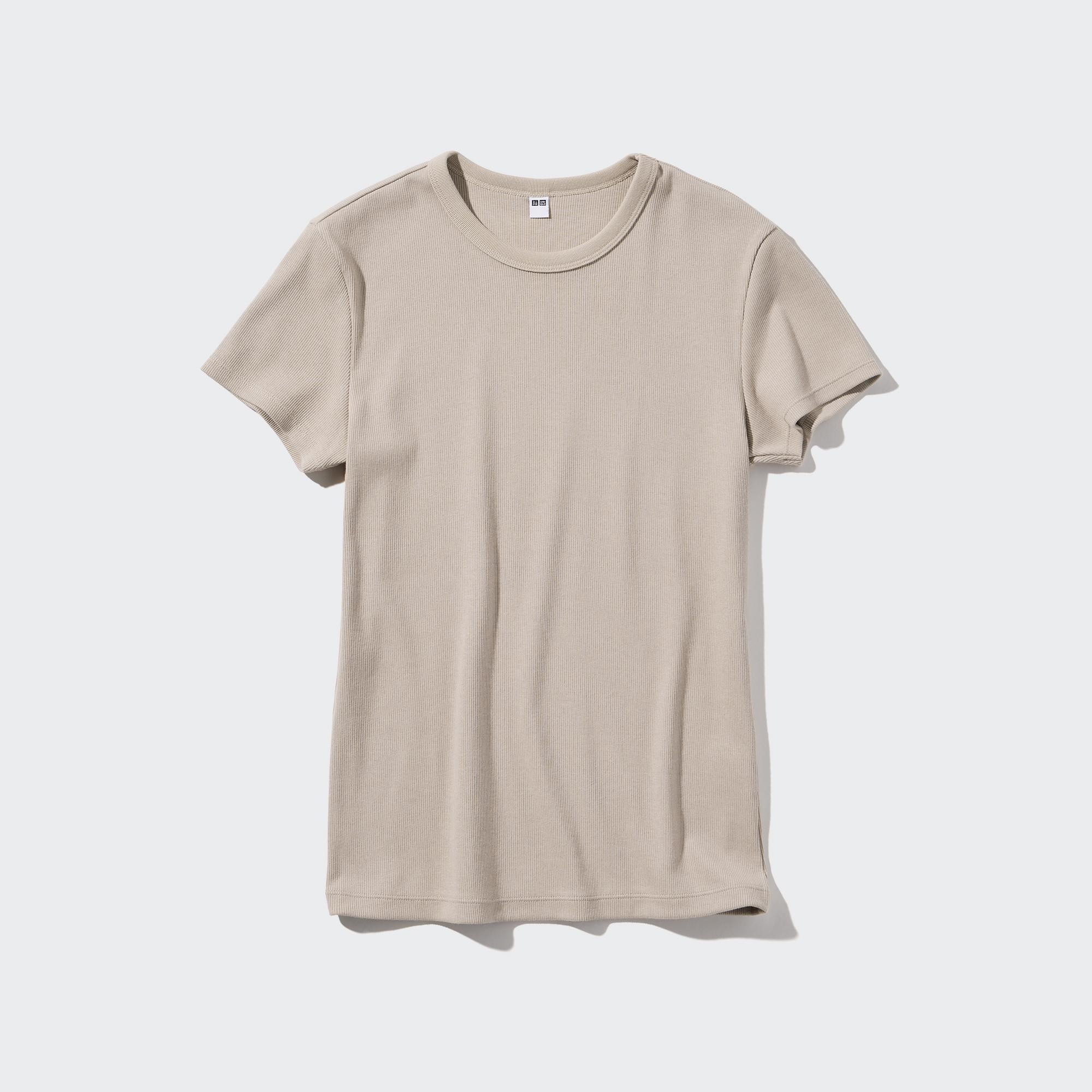 Soft Ribbed Crew Neck Short-Sleeve T-Shirt
