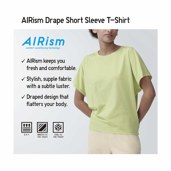 AIRism Drape Short Sleeve T-Shirt | UNIQLO US