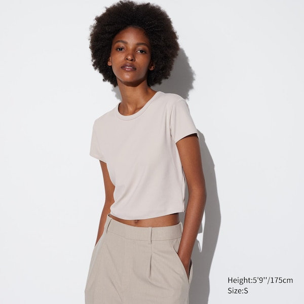 Ultra Stretch AIRism Cropped Short-Sleeve T-Shirt | UNIQLO US