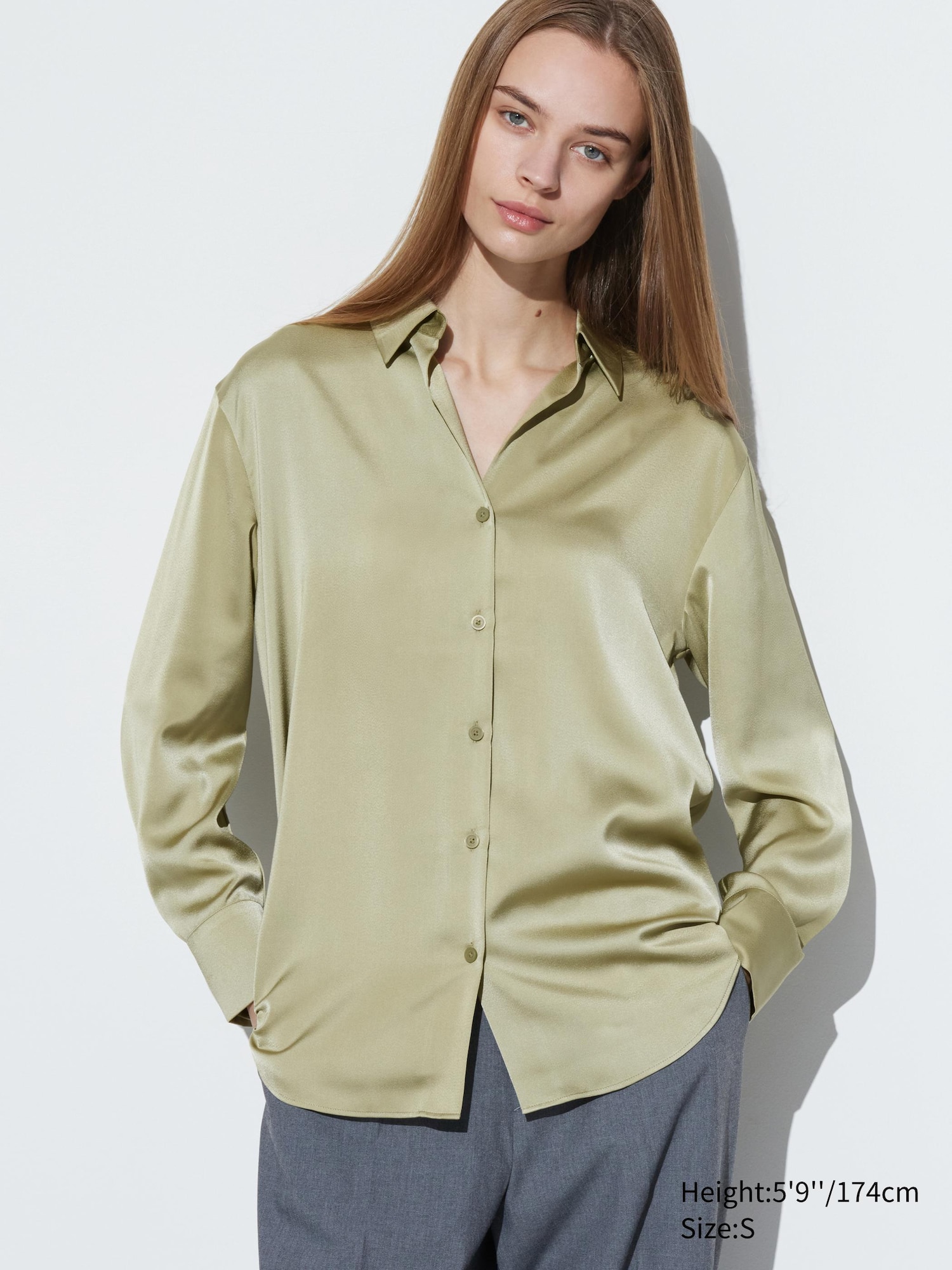 Satin Long-Sleeve Blouse | UNIQLO US