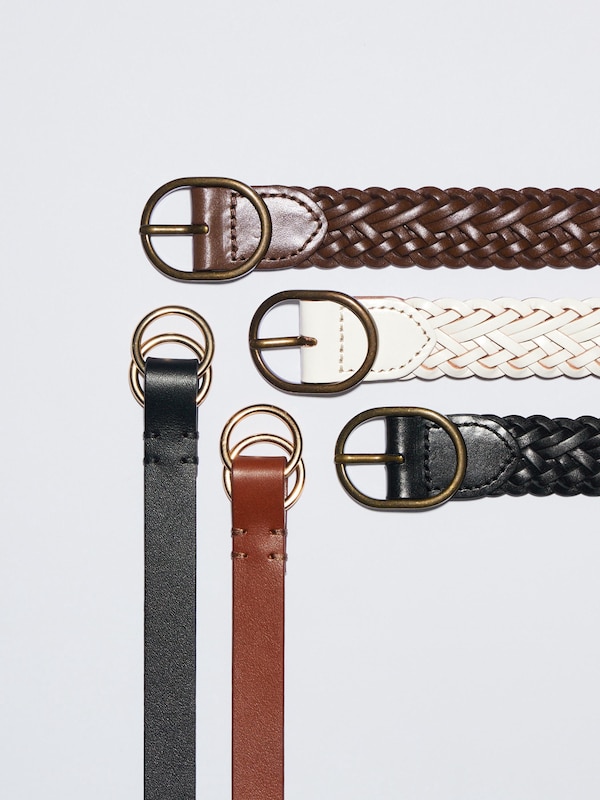 Round Buckle Mesh Leather Belt