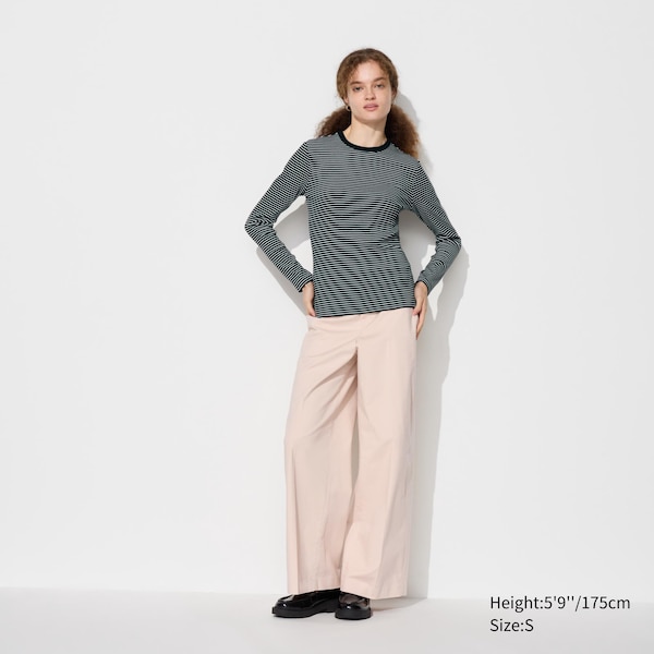 Soft Ribbed Striped Crew Neck Long-Sleeve T-Shirt | UNIQLO US