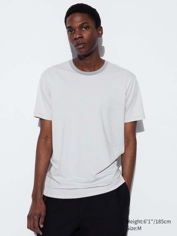 AIRism Cotton Striped Crew Neck T-Shirt (Contrast Trim) | UNIQLO US