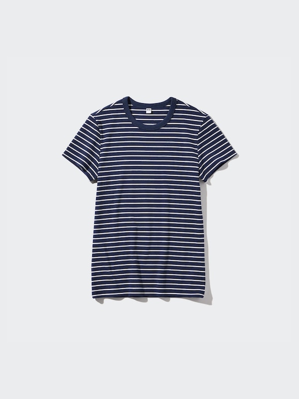 Soft Ribbed Striped Crew Neck Short-Sleeve T-Shirt