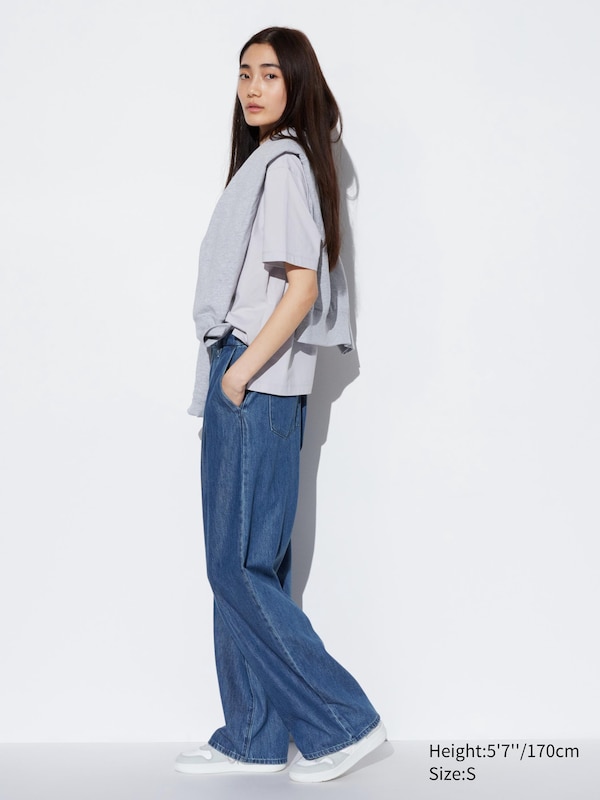 Drapey Denim Pleated Pants | UNIQLO US