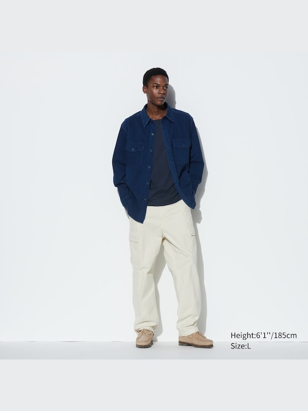 Denim Jersey Long-Sleeve Overshirt
