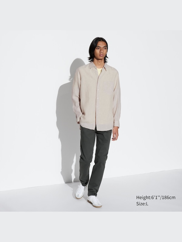 Premium Linen Striped Long-Sleeve Shirt
