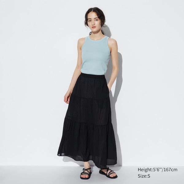 Crinkle Cotton Tiered Skirt | UNIQLO US