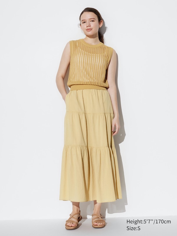 Crinkle Cotton Tiered Skirt | UNIQLO US