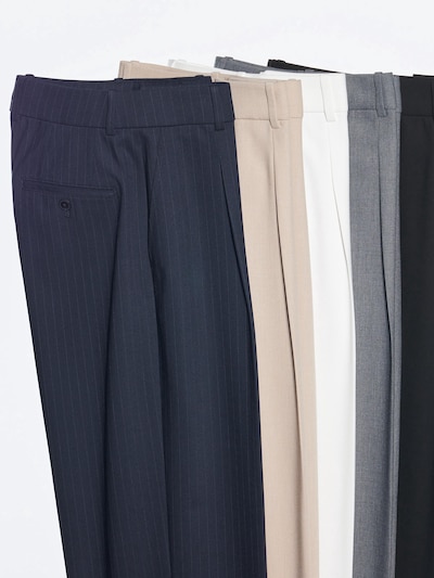 Wide-Fit Pleated Pants (Pinstripe)