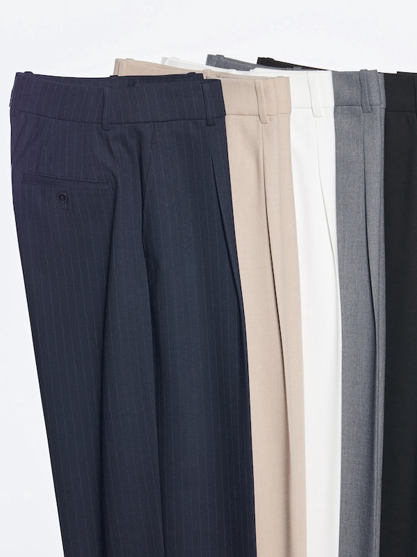 Pleated Wide Pants | Pinstripe