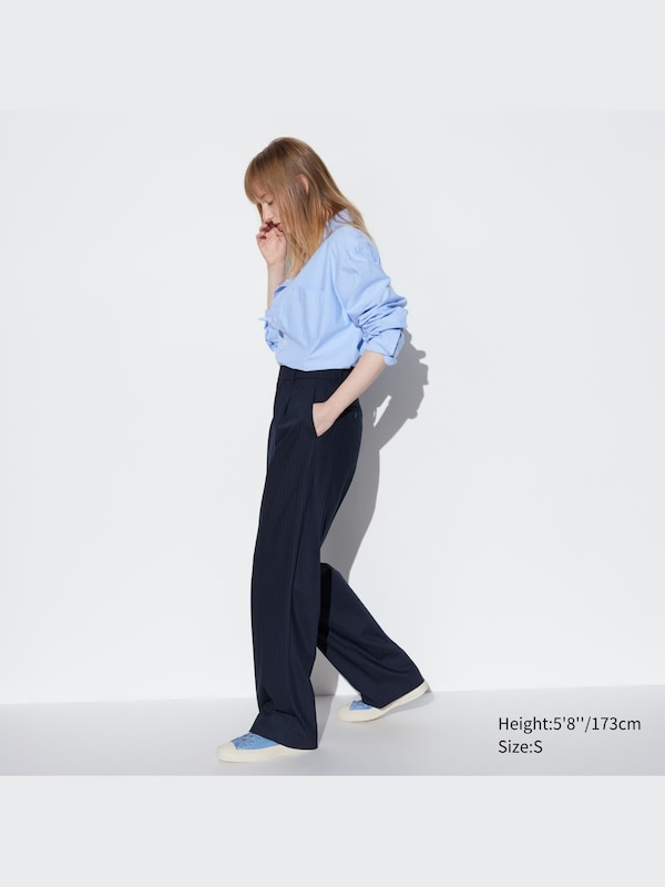 Pleated Wide Pants | Pinstripe | Tall