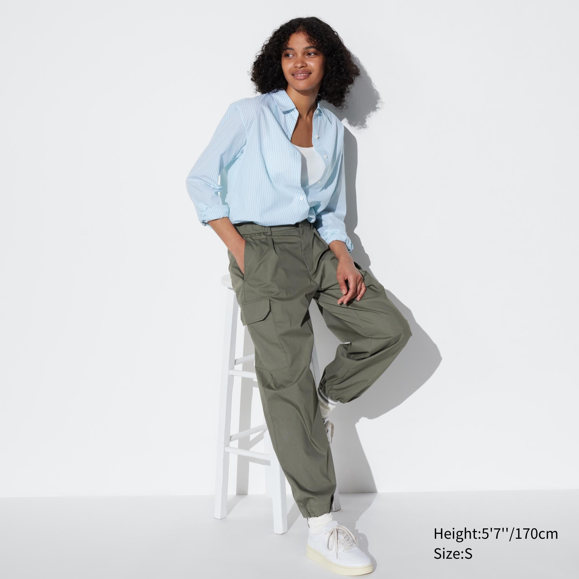 women Cargo trouser pant 6 pocket Mid waist Elastic adjustable