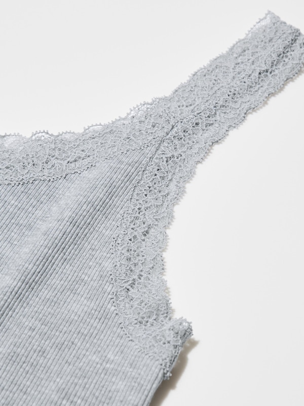 2-Way Stretch Ribbed Lace Tank Top